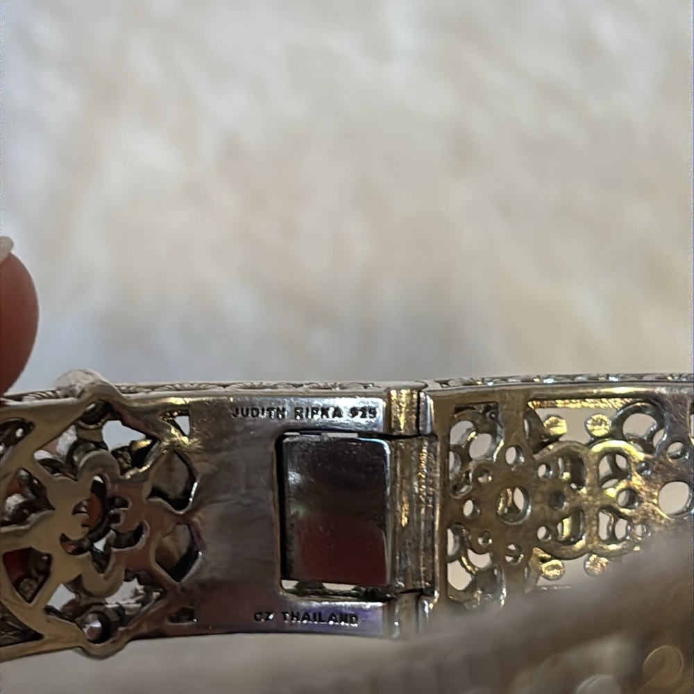 AUTHENTIC Judith Ripka CZ Hinge Cuff Bangle Bracelet 925 Sterling Silver - Picture 5 of 8